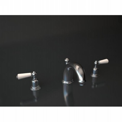 Three hole basin set with high spout & levers