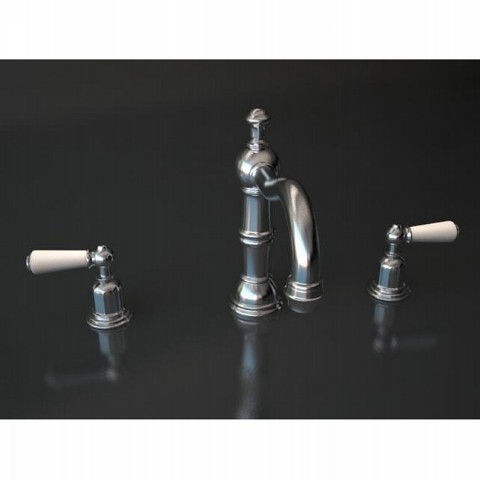 Three hole basin set with country spout & levers