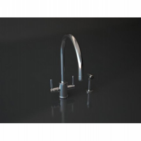 Perrin & Rowe Orbiq kitchen tap with round spout and spray rinse