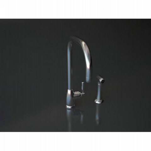 Perrin & Rowe Oberon kitchen tap with round spout and spray rinse 