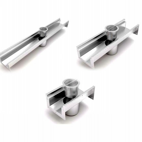 Modular 100 channels: channels with DN100 outlets with fixed and removable strainers